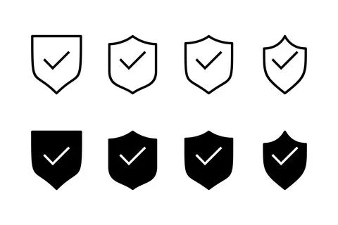 Shield check mark icon vector illustration. Protection approve sign. Insura.. Stock Illustration