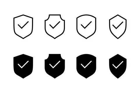 Shield check mark icon vector illustration. Protection approve sign. Insura.. Stock Illustration