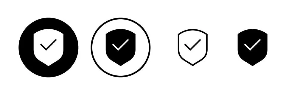 Shield check mark icon vector illustration. Protection approve sign. Insura.. Stock Illustration