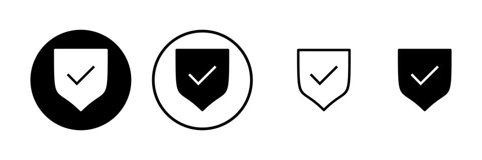 Shield check mark icon vector illustration. Protection approve sign. Insura.. Stock Illustration