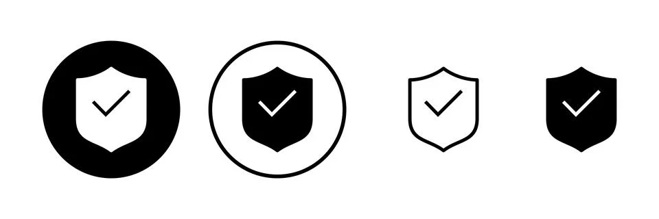 Shield check mark icon vector illustration. Protection approve sign. Insura.. Stock Illustration