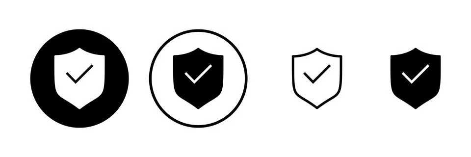 Shield check mark icon vector illustration. Protection approve sign. Insura.. Stock Illustration