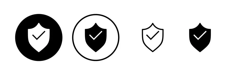 Shield check mark icon vector illustration. Protection approve sign. Insura.. Stock Illustration