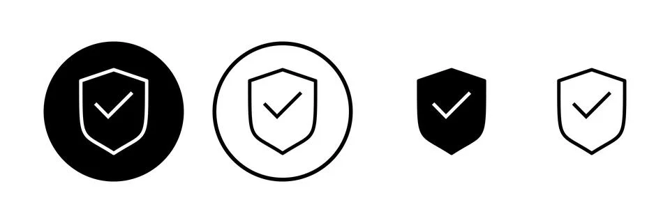 Shield check mark icon vector illustration. Protection approve sign. Insura.. Stock Illustration