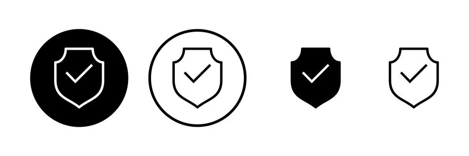 Shield check mark icon vector illustration. Protection approve sign. Insura.. Stock Illustration