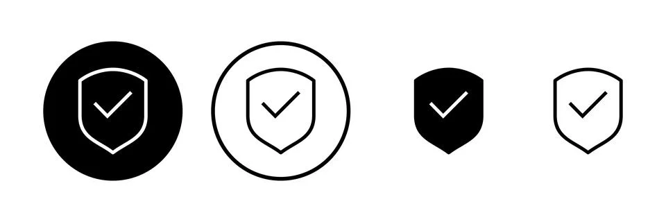Shield check mark icon vector illustration. Protection approve sign. Insura.. Stock Illustration