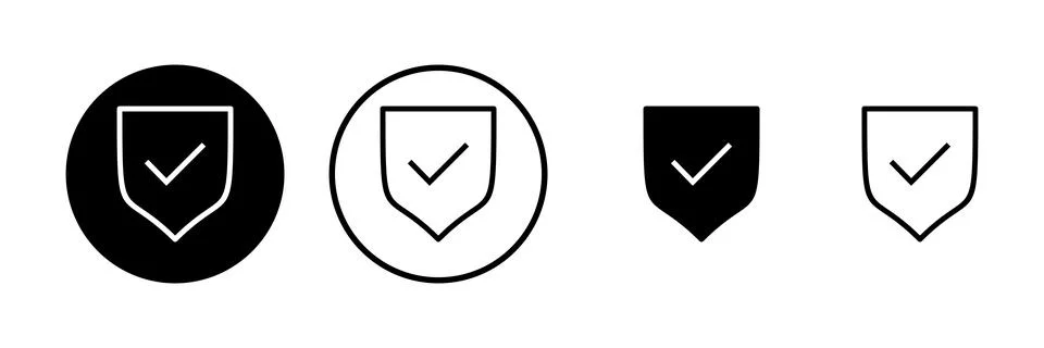 Shield check mark icon vector illustration. Protection approve sign. Insura.. Stock Illustration