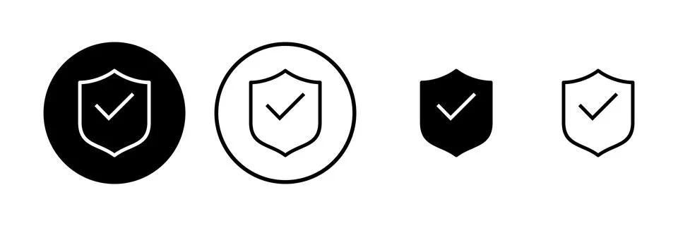 Shield check mark icon vector illustration. Protection approve sign. Insura.. Illustrazione stock