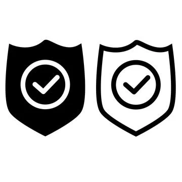 Shield with check mark icon on white background. Security sign. Stock Illustration