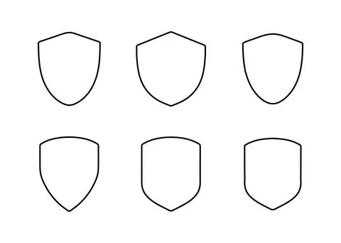 Shield Check Mark Line Icons Set Outline Vector Collection Stock Illustration