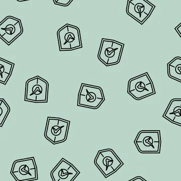 Shield check mark line seamless pattern Stock Illustration