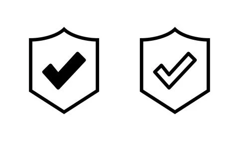 Shield check mark logo icon. Protection approve sign. Safe icon vector Stock Illustration
