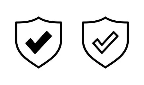 Shield check mark logo icon. Protection approve sign. Safe icon vector Stockillustratie