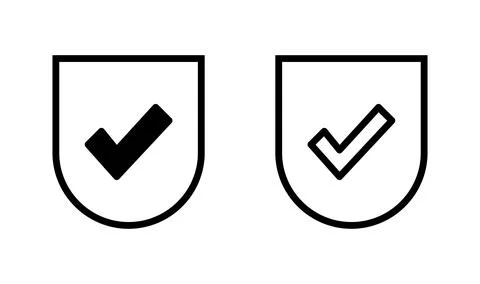 Shield check mark logo icon. Protection approve sign. Safe icon vector Stockillustratie