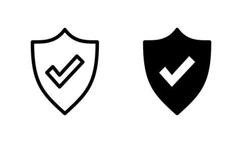 Shield check mark logo icon. Protection approve sign. Safe icon vector Stock Illustration