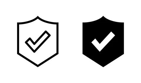 Shield check mark logo icon. Protection approve sign. Safe icon vector Stock Illustration