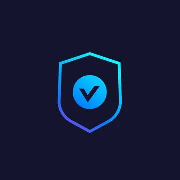 Shield with check mark, security concept, vector Stockillustratie