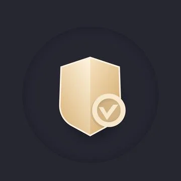 Shield with check mark, security vector logo 스톡 일러스트