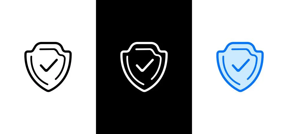 Shield check mark set. Protect shield security symbol. Stockillustratie