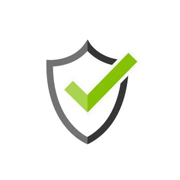 Shield with check mark, tick symbol. Secured, protection vector icon. Stock Illustration