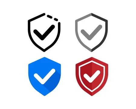 Shield with check mark vector icon set Stock Illustration