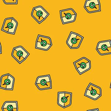 Shield check mark vector seamless pattern Stock Illustration
