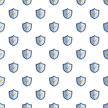 Shield with checkmark icon seamless pattern Stock Illustration