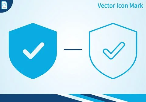 Shield checkmark icons solid and outline isolated. Illustrazione stock