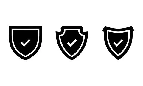 Shield Checkmark Icons for Verified Security and Protection Stock-Illustration