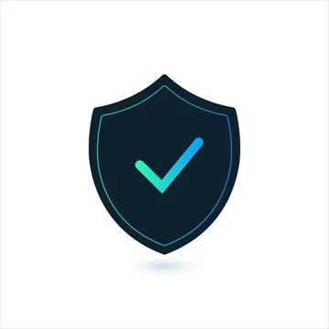 Shield with a checkmark in the middle Protection icon concept. privacy Stock Illustration