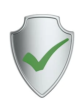 Shield with checkmark on white background. Isolated 3D illustration Stock Illustration