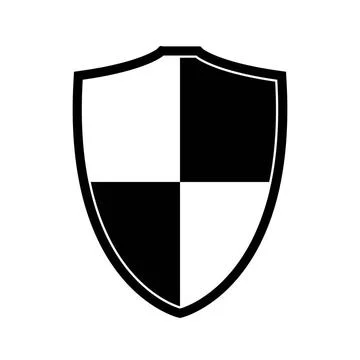 Shield with chessboard icon silhouette, vector illustration isolated on a ... Stock Photos