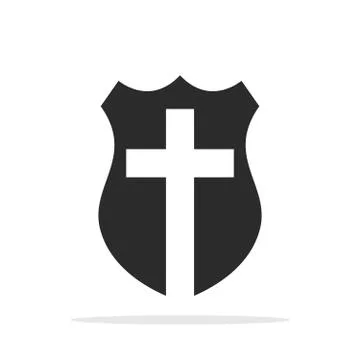 Shield with Christian Cross. Vector illustration. Stock Illustration