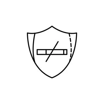 Shield, cigarette icon. Simple line, outline vector elements of safety at work 库存插图