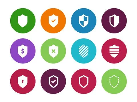 Shield circle icons on white background 스톡 일러스트