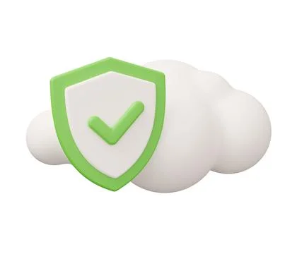 Shield cloud 3d illustration. Minimal 3d render illustration isolated on wh.. Illustrazione stock
