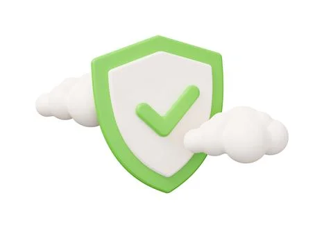 Shield cloud 3d illustration. Minimal 3d render illustration isolated on wh.. イラスト素材