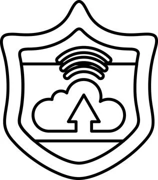 A shield with a cloud and arrow pointing up Stock Illustration