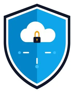 Shield with Cloud and Padlock Icon, Data Security Vector Illustration 스톡 일러스트