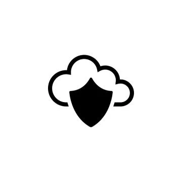 Shield Cloud, Data Protection Flat Vector Icon Stock Illustration