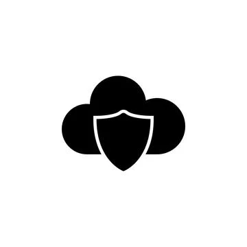 Shield Cloud, Data Protection Flat Vector Icon Stock Illustration