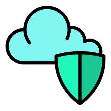 Shield cloud icon vector flat Stock Illustration