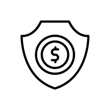 Shield coin dollar icon. Simple line, outline vector elements of bankruptcy 库存插图