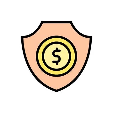 Shield coin dollar icon. Simple color with outline vector elements of bankruptcy イラスト素材