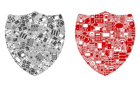 Shield Collage Icons for BigData Illustrazione stock