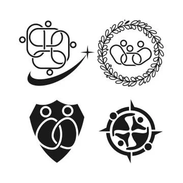 Shield compass solution Commitment Teamwork Together Black Logo Stockillustratie