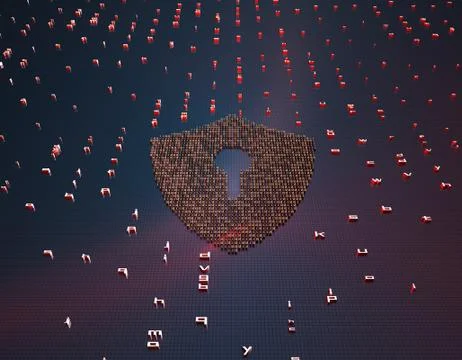 Shield composed of binary code, data security protection Stock Illustration