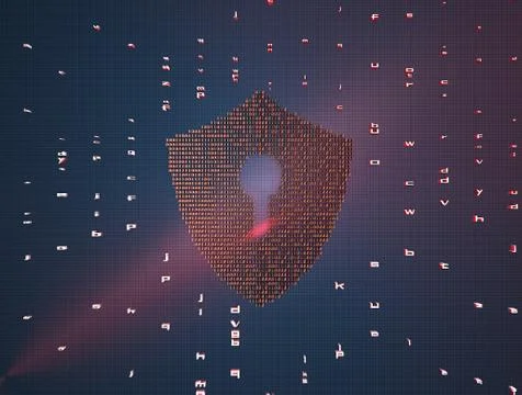 Shield composed of binary code, data security protection Stock Illustration