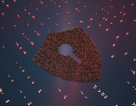 Shield composed of binary code, data security protection Stock Illustration