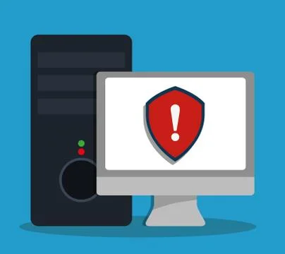 Shield computer cyber security system design Stock Illustration